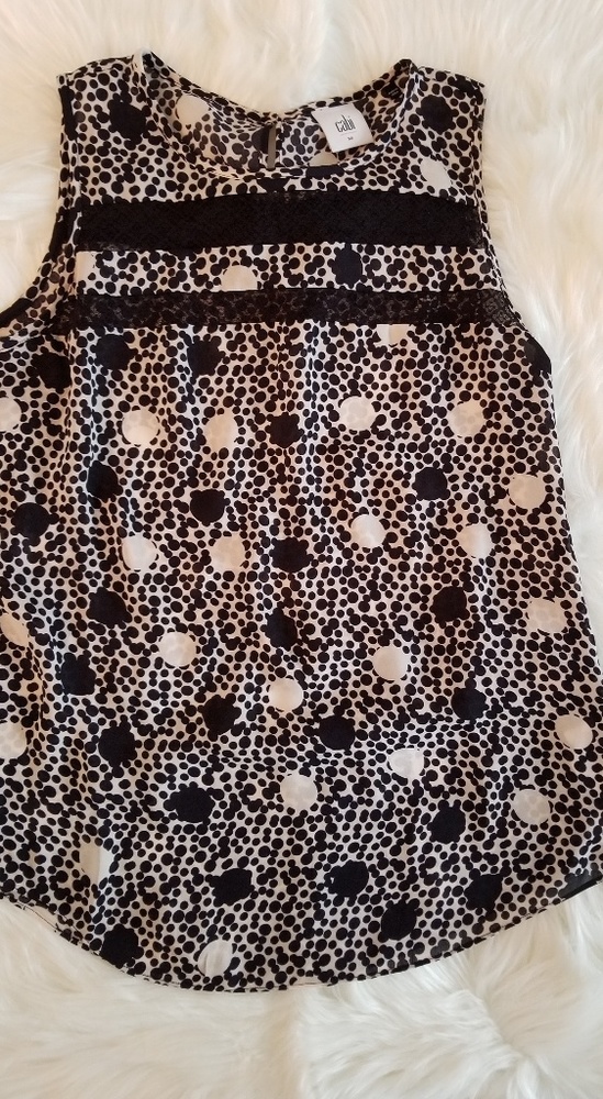 CAbi Black & White Tank Blouse